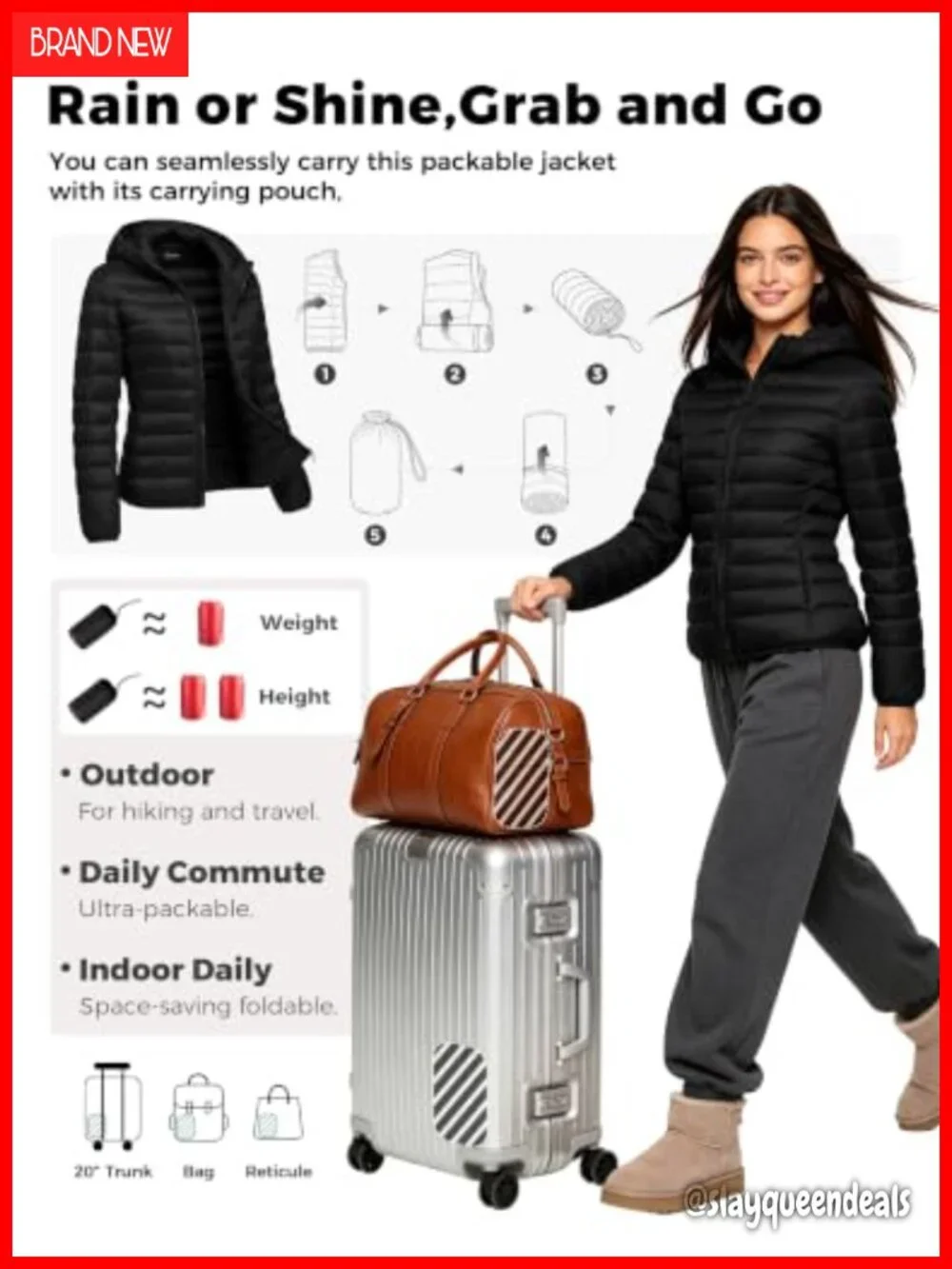 Lightweight Packable Down Puffer Jacket Hooded Quilted Winter Coat Long Sleeve